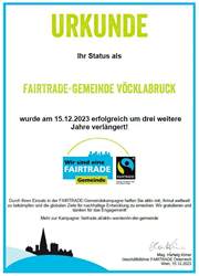 Urkunde Fairetrade-Gemeinde